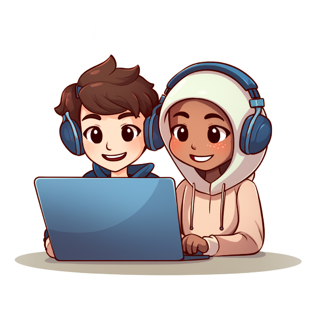 Students using a laptop together